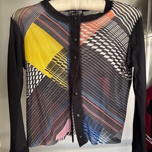 Colorful Mesh Button-Up Cardigan
